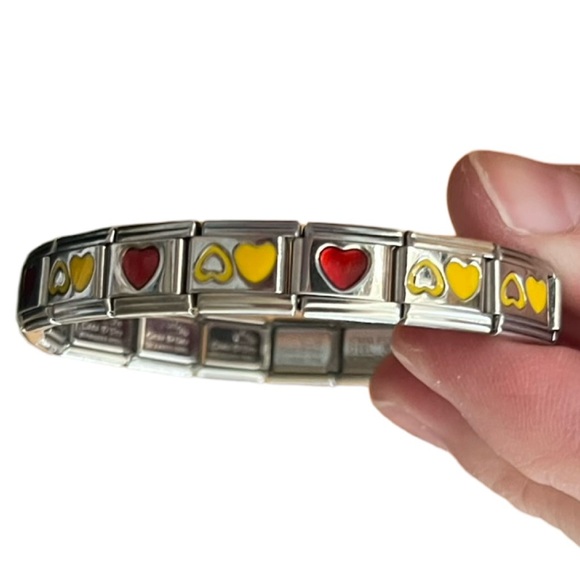NOMINATION & CASA D’ORO Italian Stainless Steel Hearts Link Charm Bracelet Italy - Picture 2 of 7